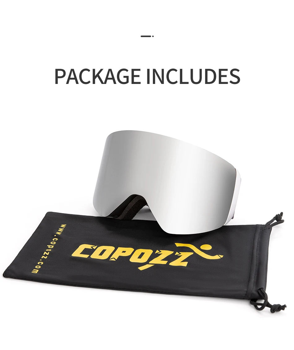 COPOZZ OTG Ski Goggle Snowboard Mask For Men Women Yellow Lens Case Eyewear Kit Cylindrical UV400 Protection Snow Glasses Adult