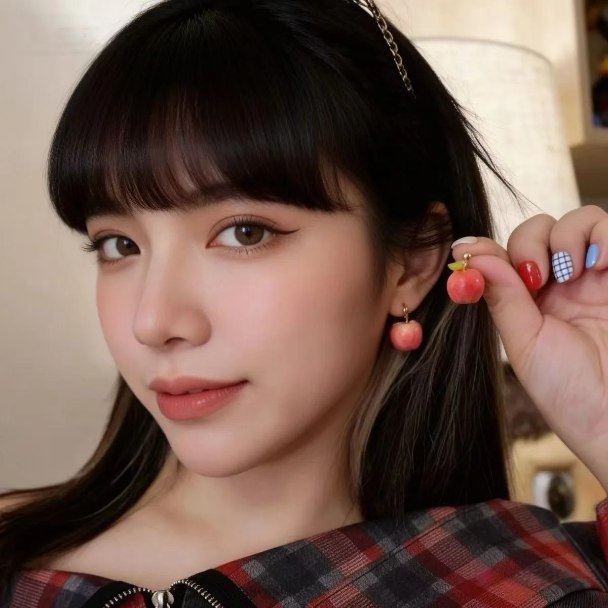Trendy Hand-drawn Apple Shaped Earrings for Girls Women Fashion Pink Red Color Lovely Small Daily Jewelry Creative Ear Clip Gift