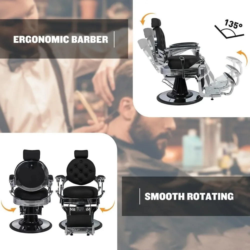 Hydraulic Reclining Hair Salon Chair, 360 Degree Swivel for Tattoo Massage Spa Beauty Salon Equipment image 6
