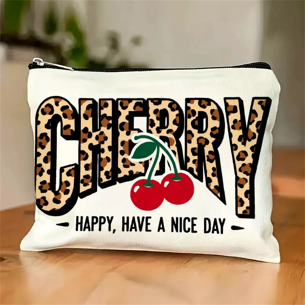 

Модная косметичка с леопардовым принтом и вишневым узором — многофункциональная сумка на молнии, сумка для хранения украшений