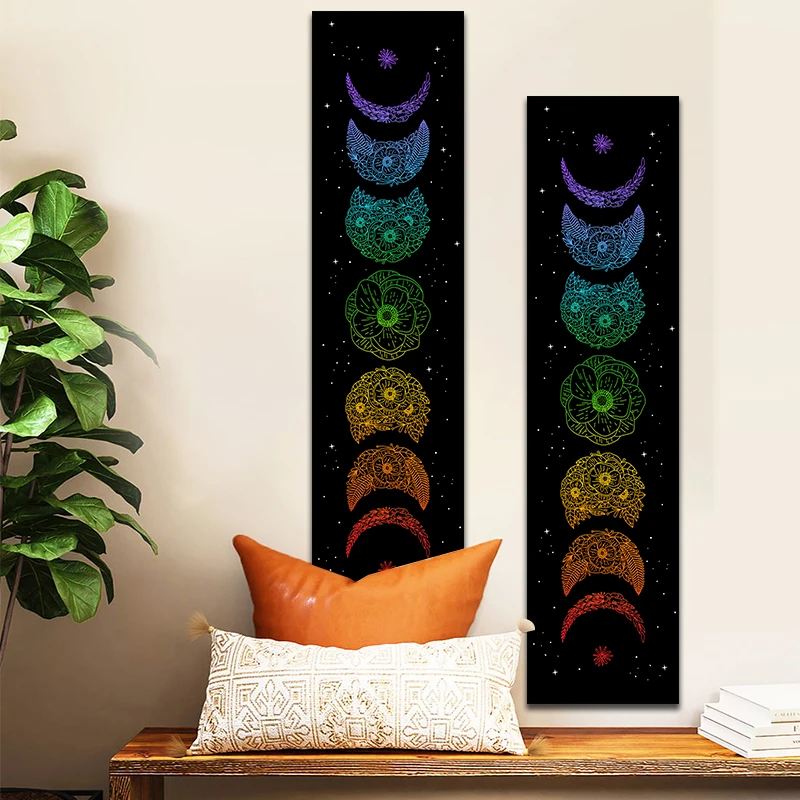 Moon flower Tapestry vertical Moon phase Wall Hanging Botanical moon star Carpets Tarot Home Room Decor Aesthetic background