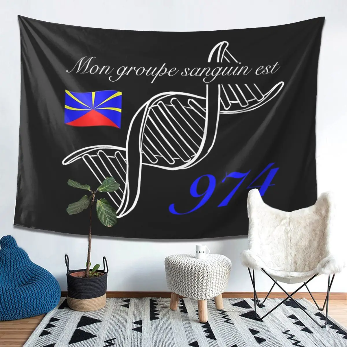 974 جزيرة ريونيون العلم نسيج الديكور الفن الجمالية المفروشات لغرفة المعيشة غرفة نوم المنزل قماش صوفي الجدار الشنق #3