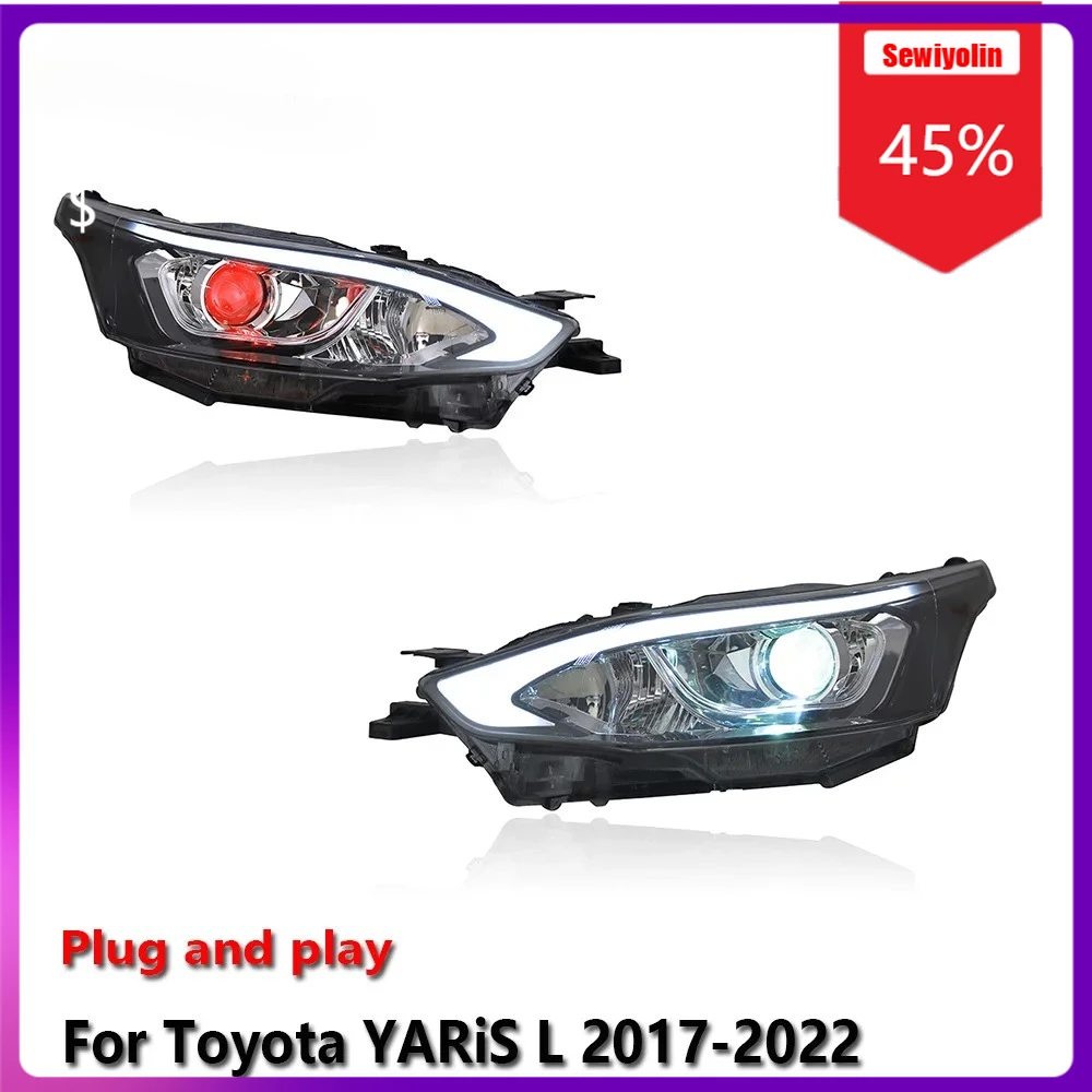 

Sewiyolin автомобильные светодиодные лампы фары в сборе для Toyota YARiS L 2017-2022 противотуманные фары DRL тормозной указатель поворота