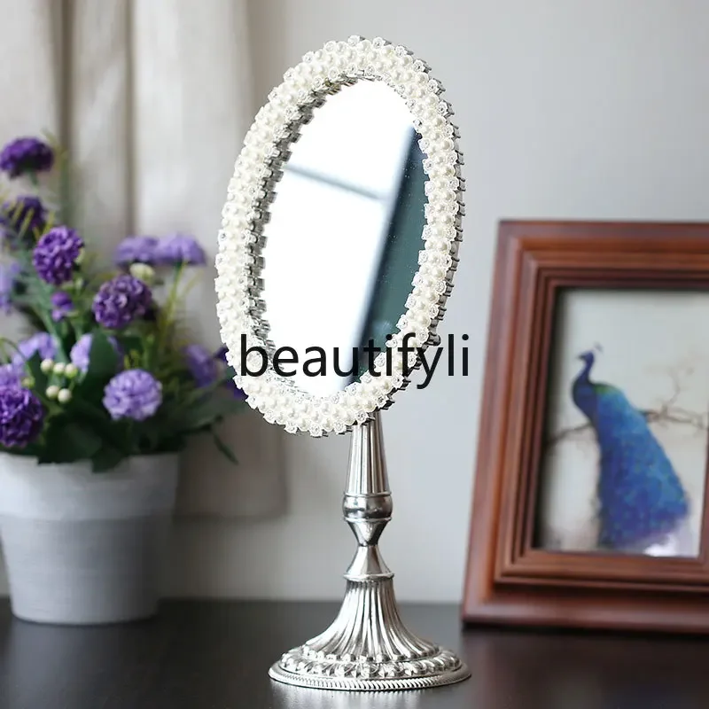 European retro mirror dressing mirror cute creative high definition desktop makeup mirror