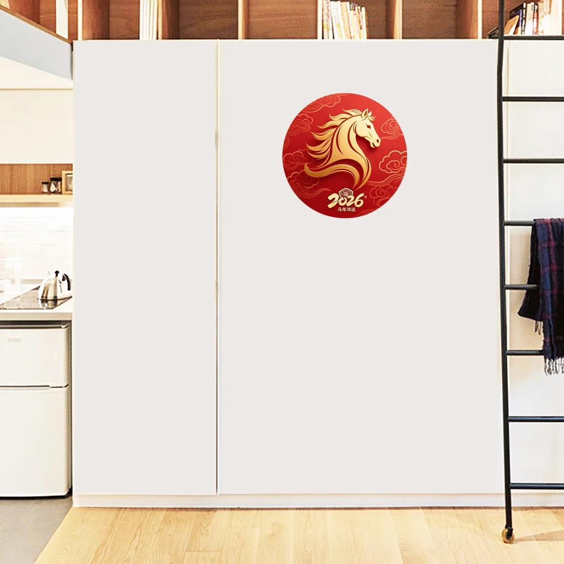 Three Ratels CD356 Chinese Joyful Horse Year Blessing Character Featured New Year wall stickers for home decoration door decals