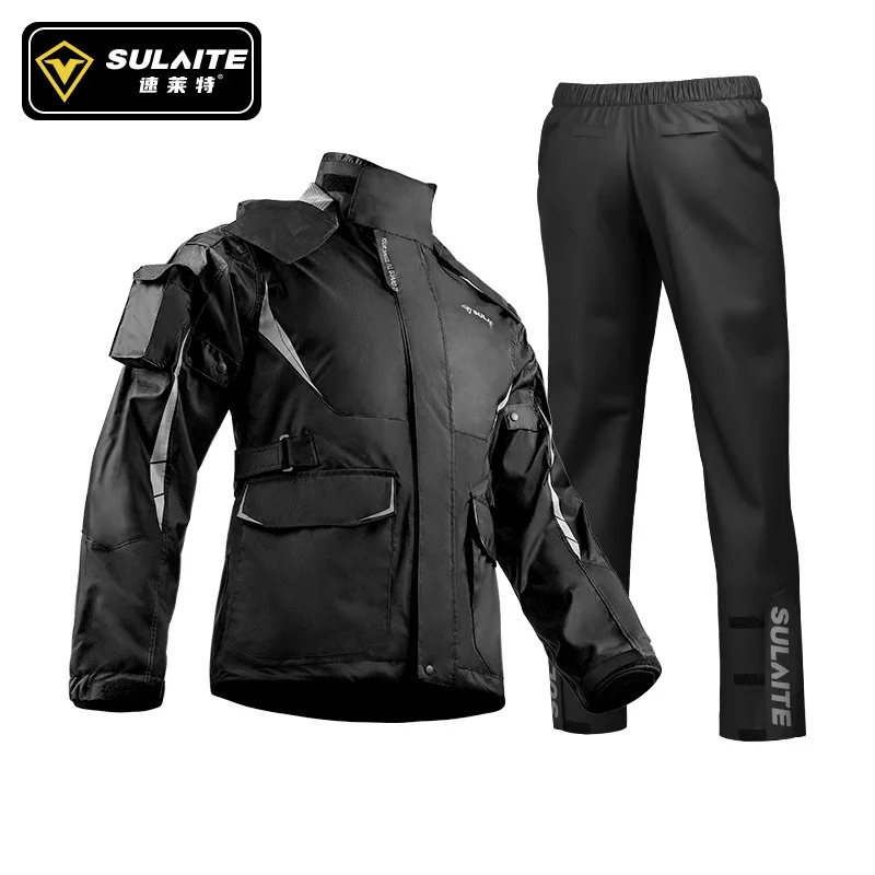 Motorcycle Rain Suit Two Piece Waterproof Reflective Jacket Pants Set For Motorcycle Riding Outdoor Hiking
