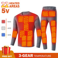 Heated Jacket USB Undershirt Thermal Underwear Ski Jacket Self-heating Cotton Jacket Cotton Pants Thermal Suit Men Women Hiking
