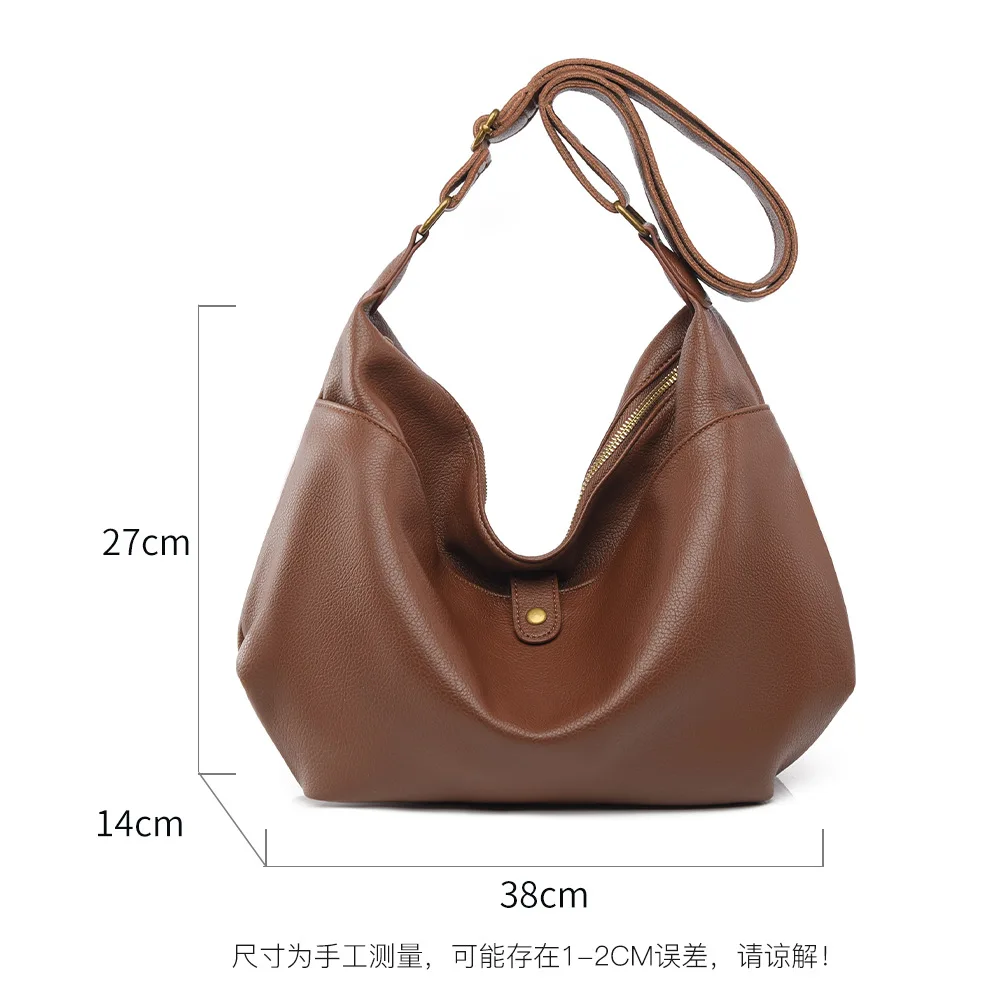 

2025 New Fashion Lazy Style Premium Soft Leather Tote Bag Large Capacity Commuter Shoulder Portable Messenger Bag