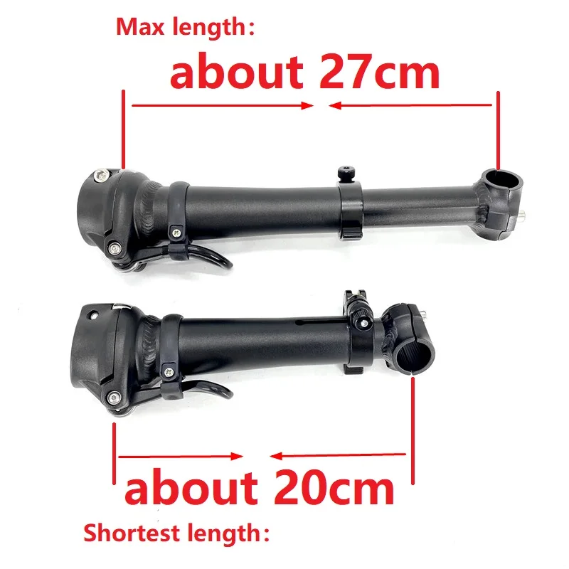 Kids Bike Folding Bicycle Stem 20cm 27cm Adjustable Telescopic Stem Left - Right Folding for Handlebar 25.4mm Double Bolt Fixing