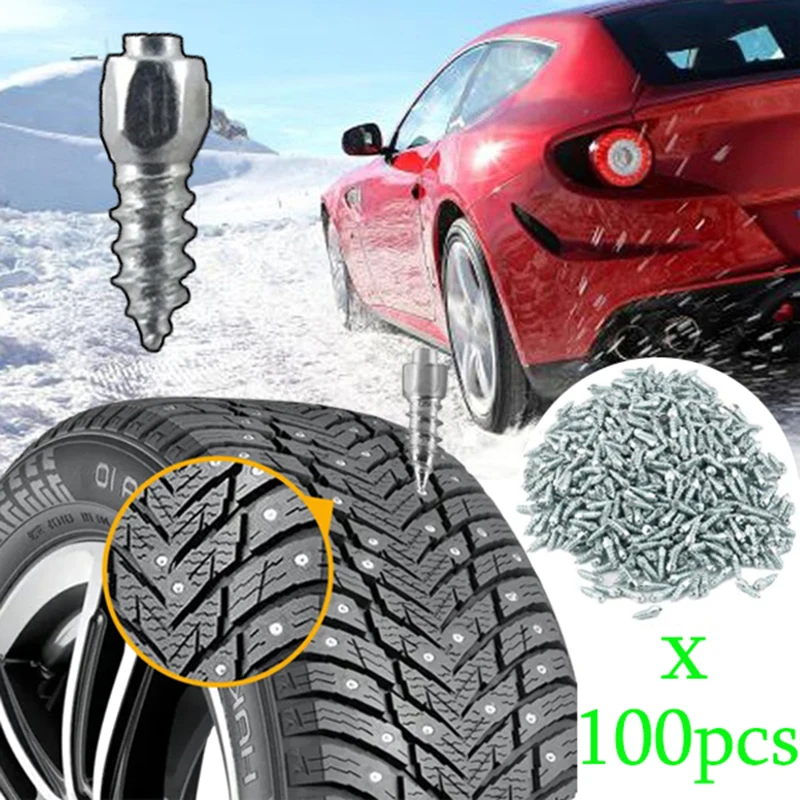 100Pcs Motorcycle Car Tire Anti Slip Studs Screws Universal Bike Truck Auto Winter Tyre Snow Spikes Cleats Shoe Sole Snow Nails