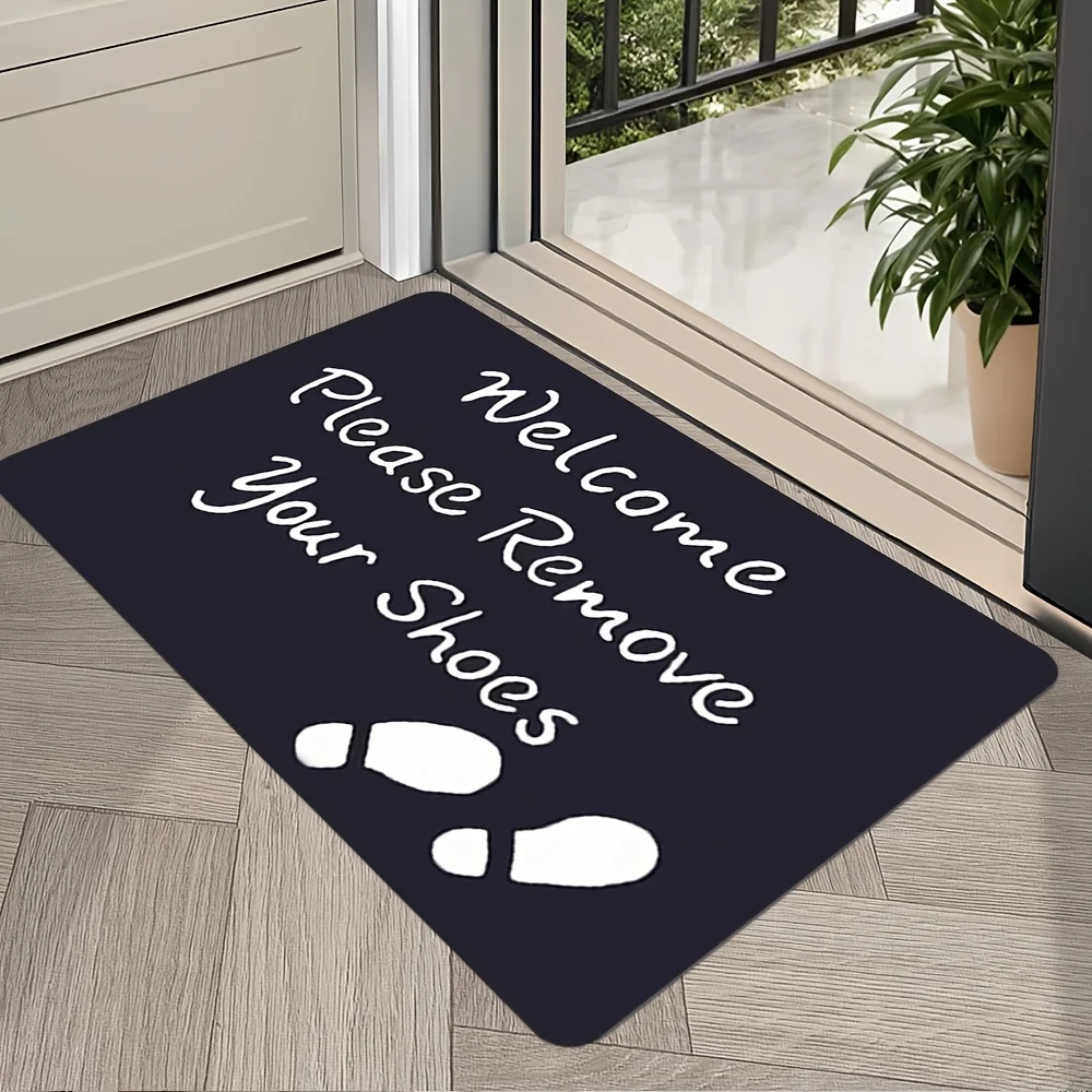 Simple Slogan Decorative Doormat for Front Entryway Floor Mat Home Welcome Decor Multi Color Footprint Pattern Stylish House