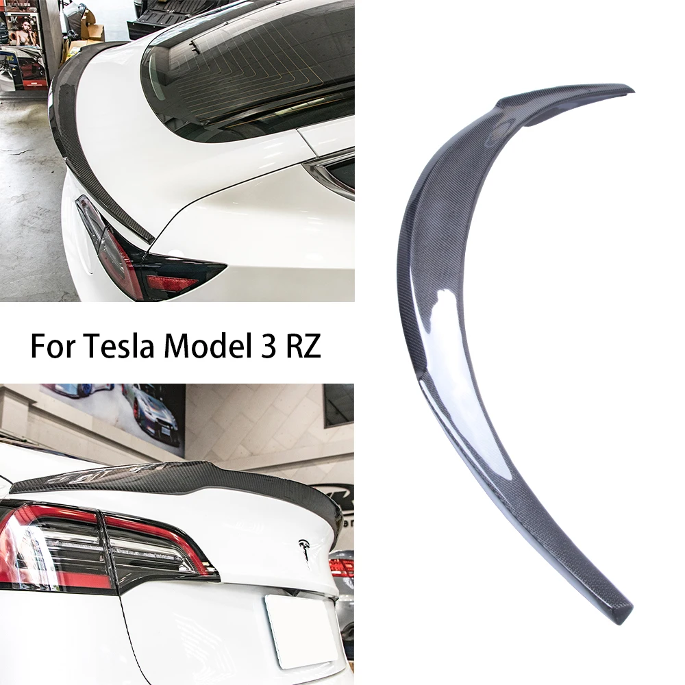 

For Tesla Model 3 RZ Style Carbon Fiber Rear Spoiler Trunk Wing 2017-2023