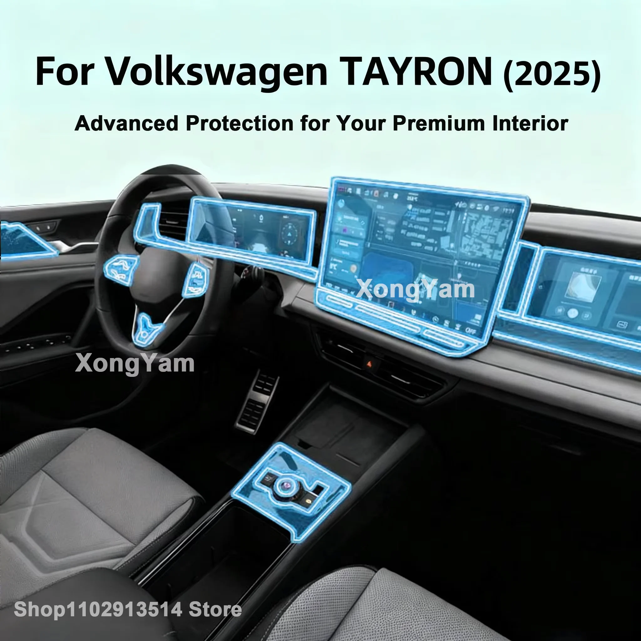 

Car Interior Full Set Protection Film For Volkswagen TAYRON 2025 Dashboard Center Console Cover Anti-Scratch Car Stickers