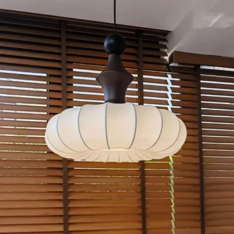 

French Retro Vintage Bedroom Study Pendant Light Wooden Style Dining Room Light Wabi Sabi Style Tea Room Lighting Fixture