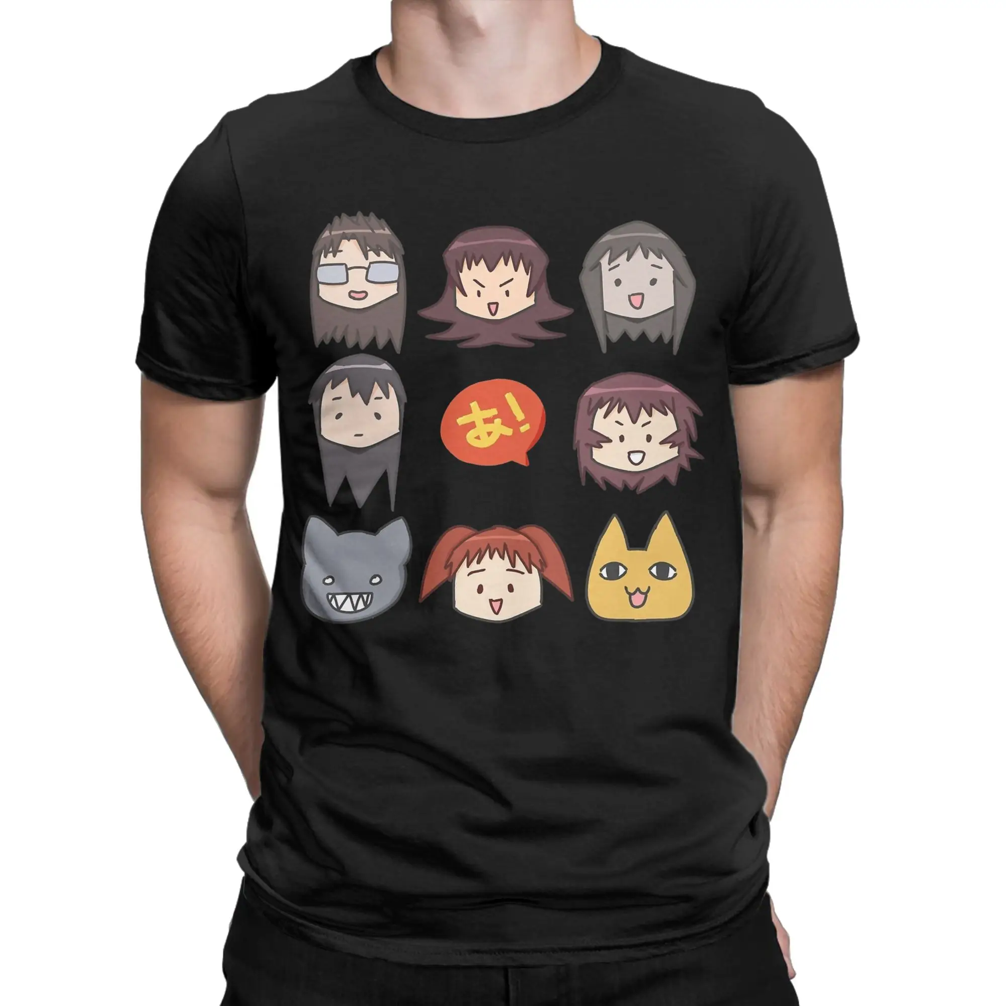 Cute Azumanga Daioh Collection T Shirt Men Pure Cotton Novelty T-Shirts Crewneck  Tees Short Sleeve Clothes Printing