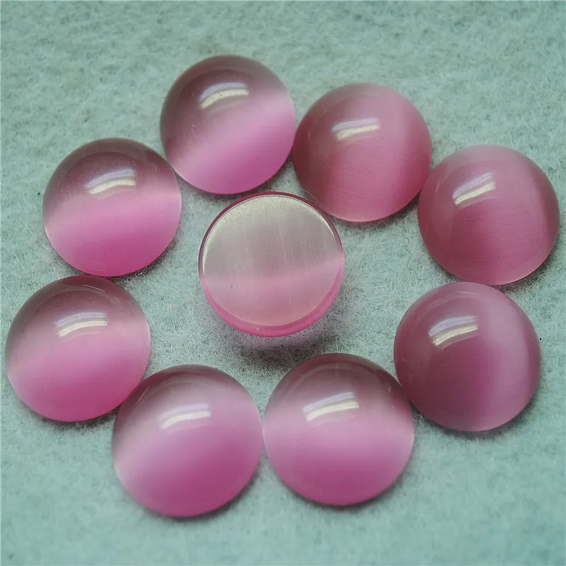 5PCS Pink Cat Eye Glass Cabochons Round Shape 20MM DIY Jewelry Findings With New Flash Light Good Quality Free Shippings