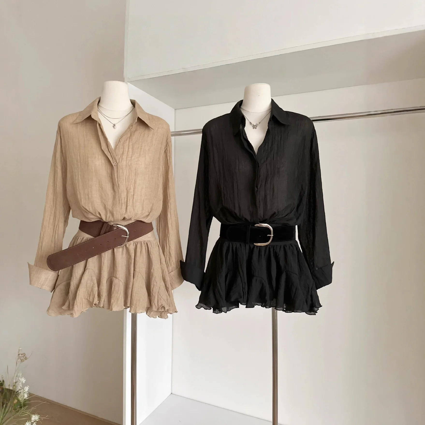 Sorella Star Abiti Moda Casual Falso in due pezzi Splicing Camicia a maniche corte Temperamento Pendolarismo Gonna corta a pieghe Outfit