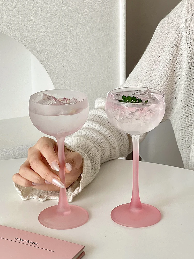 

Розовая стеклянная чашка, креативная коктейльная чашка с высокими ножками, бокал для шампанского, Aosphere Sensation, матовая чашка для напитков, башня для домашнего использования