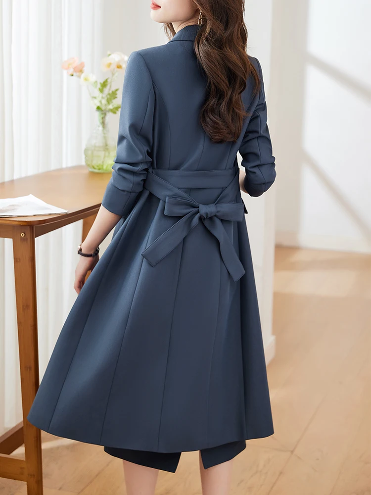 Black Blue Brown Office Ladies Skirt Suit Women Female Long Sleeve Formal Two Piece Set for Autumn Winter Business Work Wear