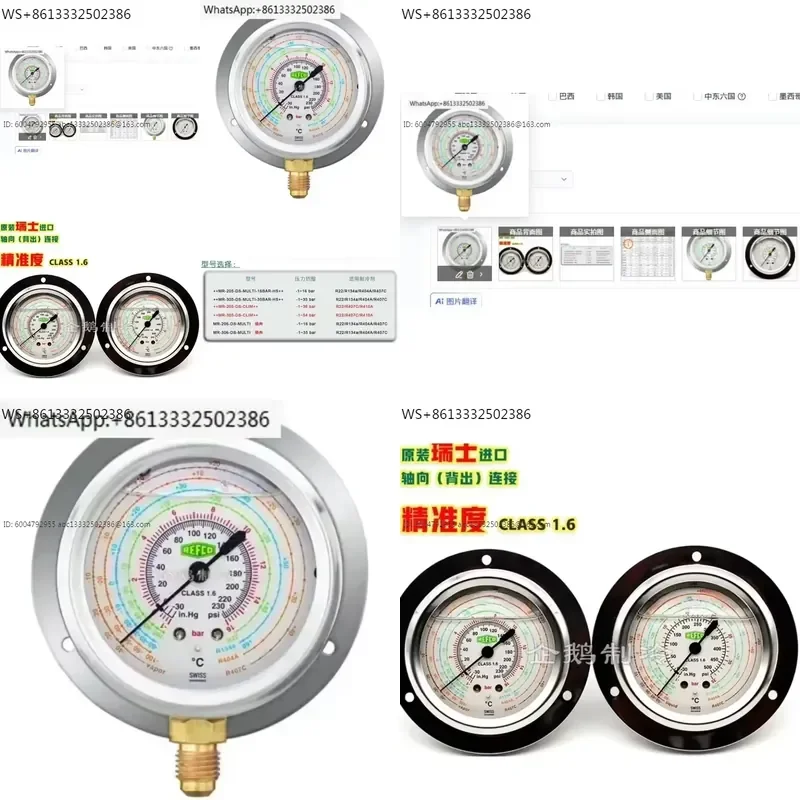 1PCS Axial Radial Pressure Gauge R22 R134a High Low Pressure Meter for Refrigeration Air Conditioning System HVAC Tool