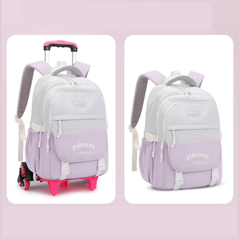 With Roller School Wheeled Satchel School Bag Rolling Backpack bags for teenager boys girls on wheels Kids School Trolley Bag