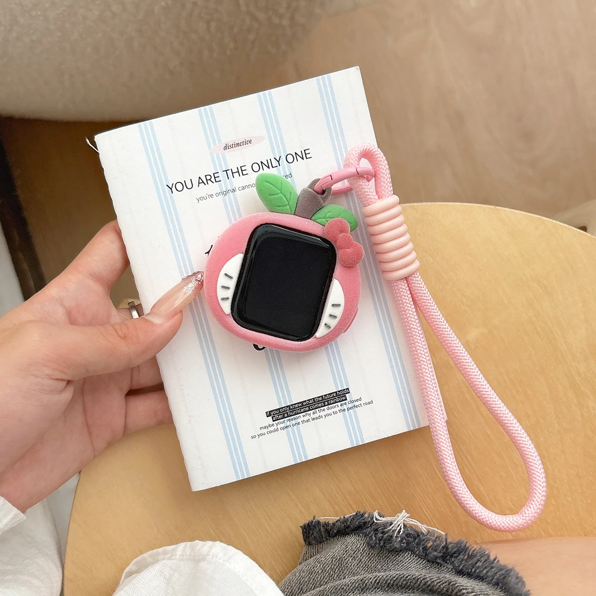 For Apple Watch S11 S10 S9 S8 SE Ultra 40 42 44 45 46 49 MM Watch Case Plucked peach Gift Fashion Lanyard Silicone Protective - view 5