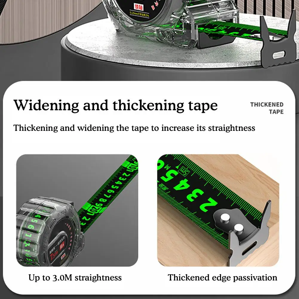 1 Fluorescence Tape Measure 5/7.5/10m Thickened Transparent Woodwork Ruler High Carbon Steel Meter Gauge Distance Measuring Tape