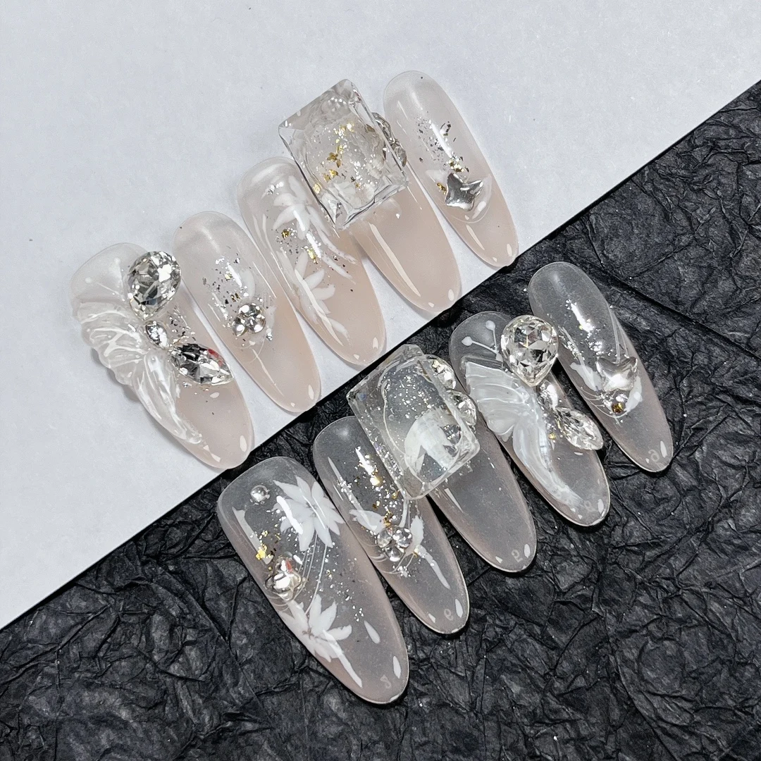 

Emmabeauty кристаллическая ледяная Бабочка Съемные Многоразовые Высокое качество ручной работы пресс на ногтях. № EM29344