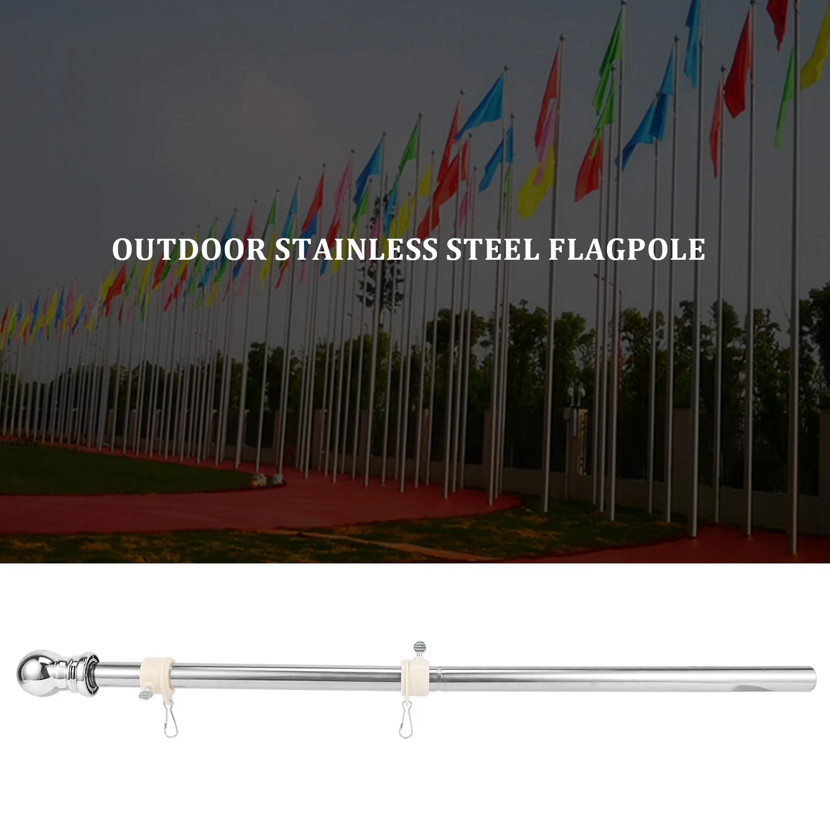 Flagpole, Stainless Steel Flagpole, Suitable For House Courtyard Garden, Anti-Rust Flag Holder (Silver Pole Only) Eco-Friendly