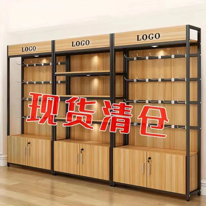 Kustom. Rak Pajangan Rak Supermarket dengan Kabinet dan Kait Telepon Butik Rak Pajangan Multi-lapis Rak Ornamen Butik