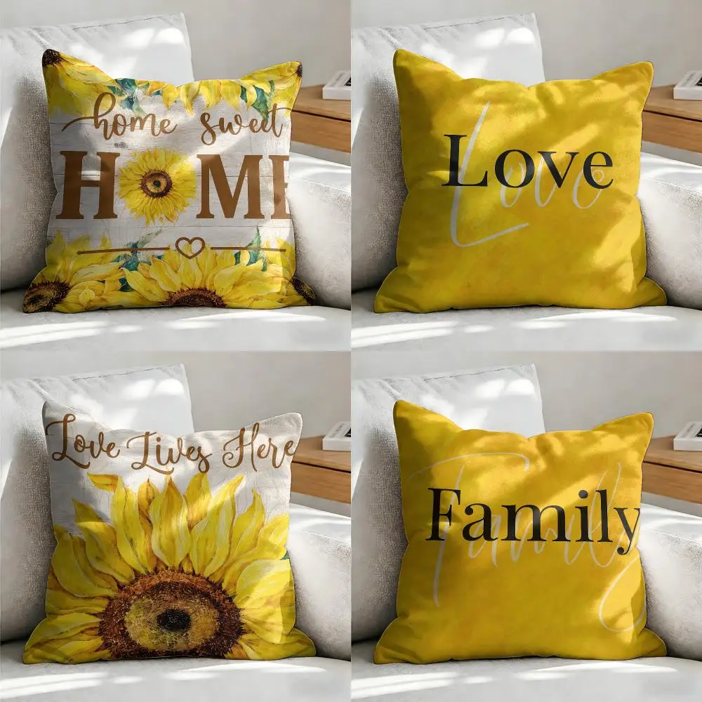 Sunny Daisy Home Decor Cushion Cover Soft Short Plush Pillow Cover Smooth Cozy Texture Aesthetic Cushion Case Home Decor