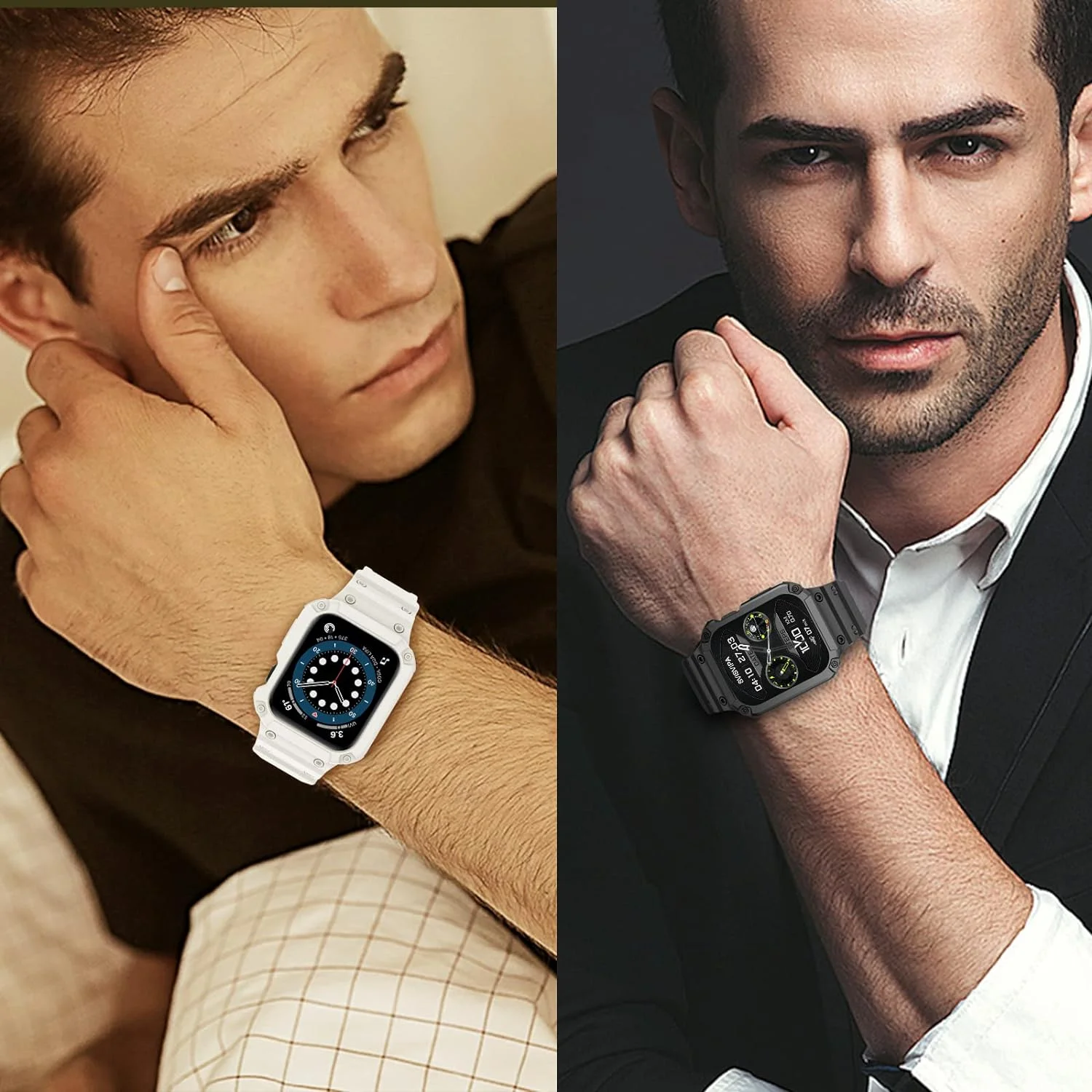 Hülle für kompatibel mit Apple Watch 45 mm 44 mm 42 mm iWatch Serie 987 SE 654321 Gurt, Sportarmband für Herren und Damen mit robustem Stoßfänger – Detail 8