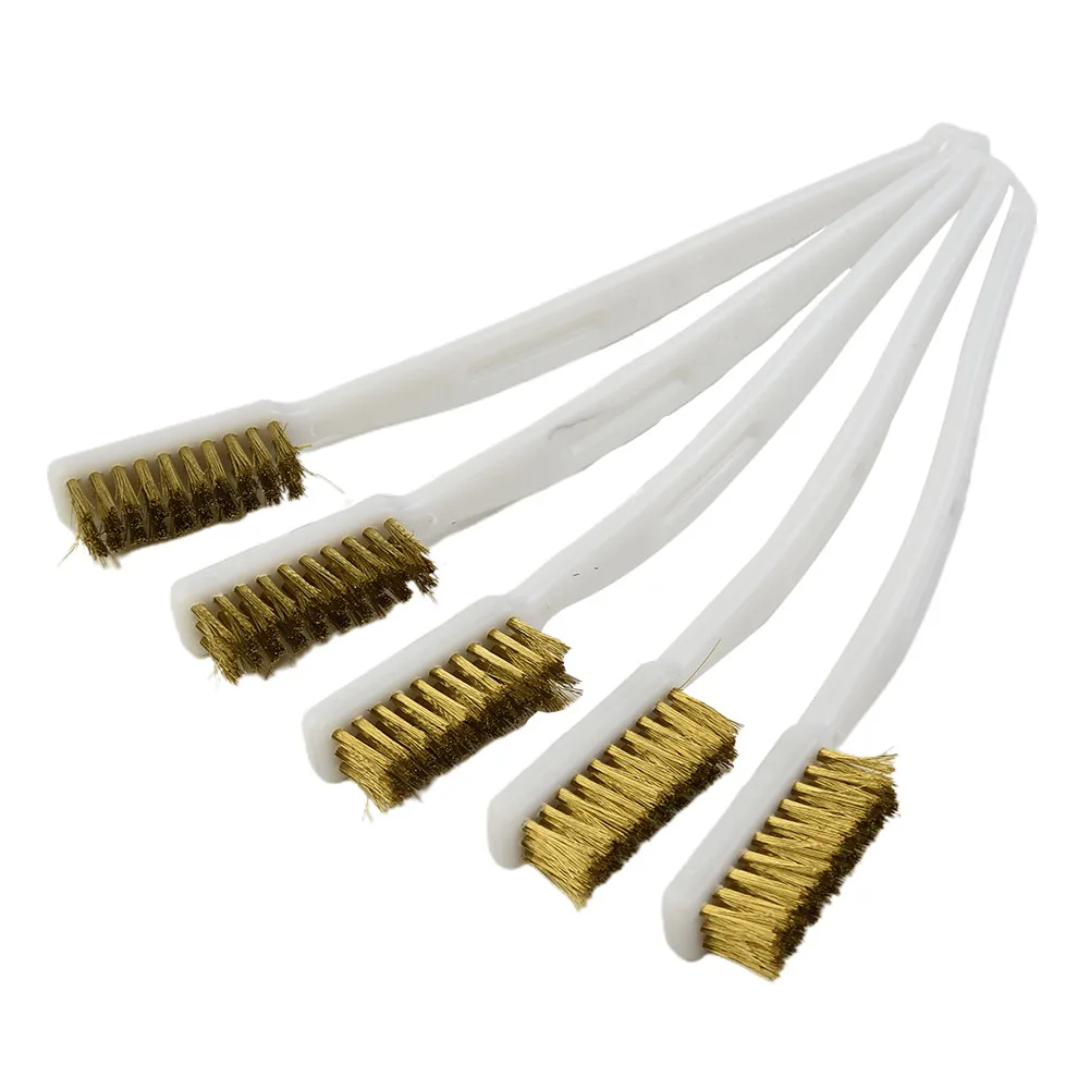 

5Pcs 175mm Brass Wire Brush Mini Paint Rust Remover Steel Wire Brushes Industrial Metal Polishing Burring Cleaning Brush