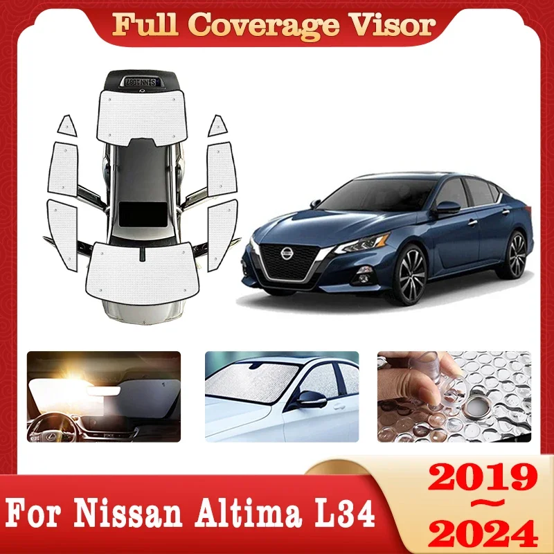 

Автомобильный козырек с полным покрытием для Nissan Altima L34 2019 ~ 2024 2020, автомобильные аксессуары, солнцезащитные ветрозащитные стекла, козырек от солнца