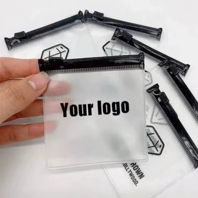 

50/100 шт. Упаковочные пакеты с логотипом на заказ для ювелирных изделий, матовые, на молнии, для колец, серег, браслетов, из ЭВА-пластика, для хранения
