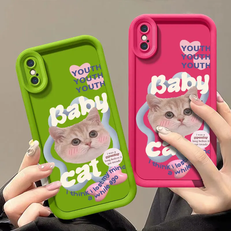 Cute Cat Fasion Phone Case for iPhone 6 6S 7 8 PLUS SE 2020 2022 X XR XS MAX Shockproof Silicone Soft Cover Coque