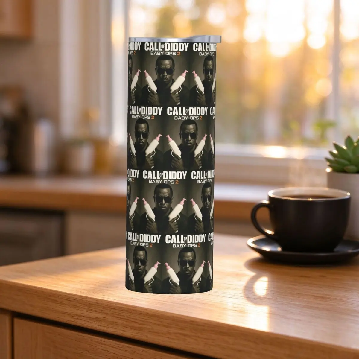 Call Of Diddy Parody Meme Gamer Stainless Steel Tumbler Vacuum Insulated Mugs Thermal Cold Bottle Straws With Lid 20oz