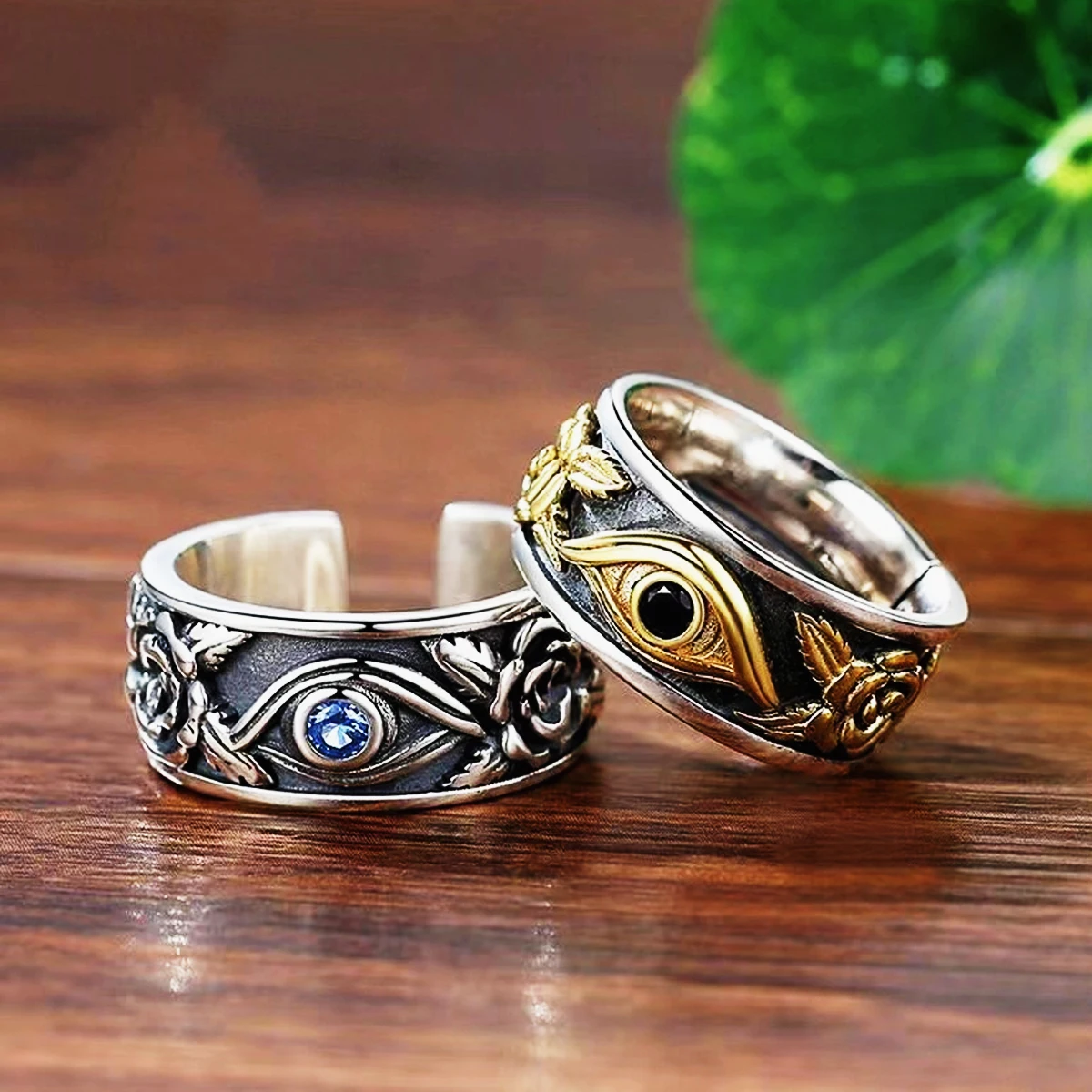 Anillo abierto ajustable Retro Ojo de Horus rosa, anillo místico gótico Punk para hombres y mujeres, joyería afuda, accesorios Vintage, regalo Unisex