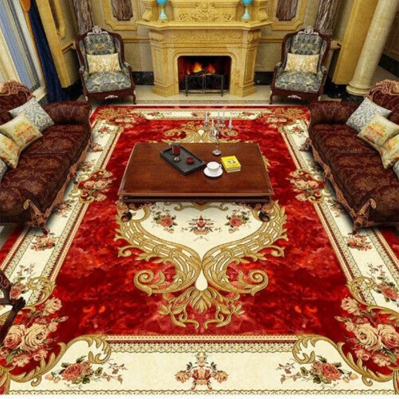 European Luxury Living Room Carpet Bedroom Bedside Large Floor Mat Washable Non-slip Bathroom Area Footpad Cloakroom Decor Rug