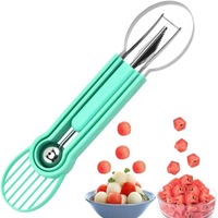 Three in One Fruit Scoop with Dual Head Multifunctional Fruit Platter Carving Knife Watermelon Scoop Fruit Scoop