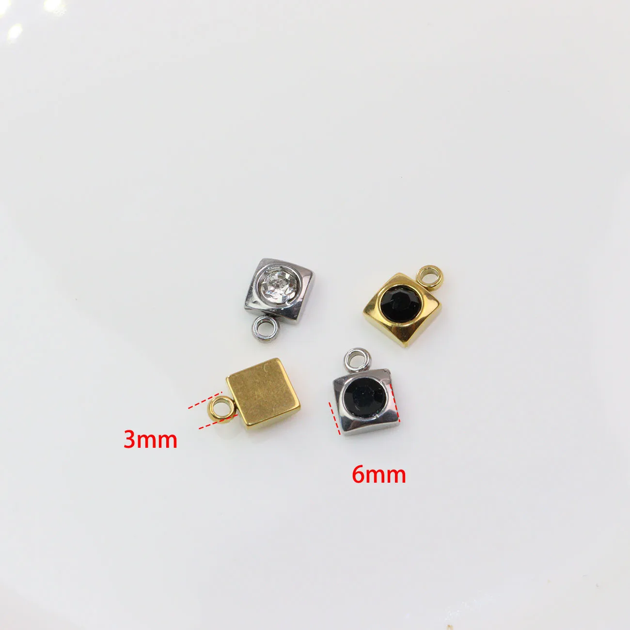 10pcs Stainless Steel Shiny Stones Tear Jewelry Charms Pendant DIY Handcraft Waterproof Antiallergic