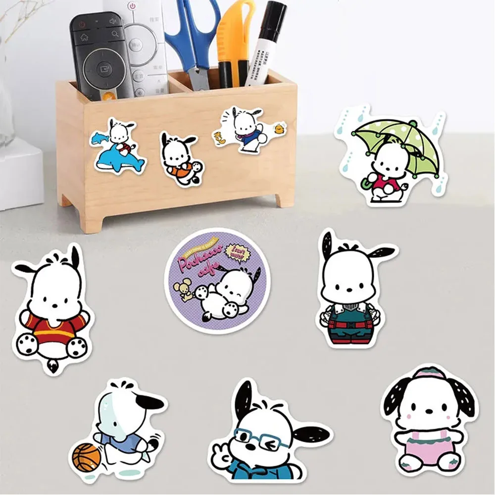 Pochacco-pegatinas de dibujos animados Sanrio, calcomanías impermeables para diario, álbum de recortes, nevera, guitarra, teléfono, juguetes, regalo, 10/30/50/100 piezas