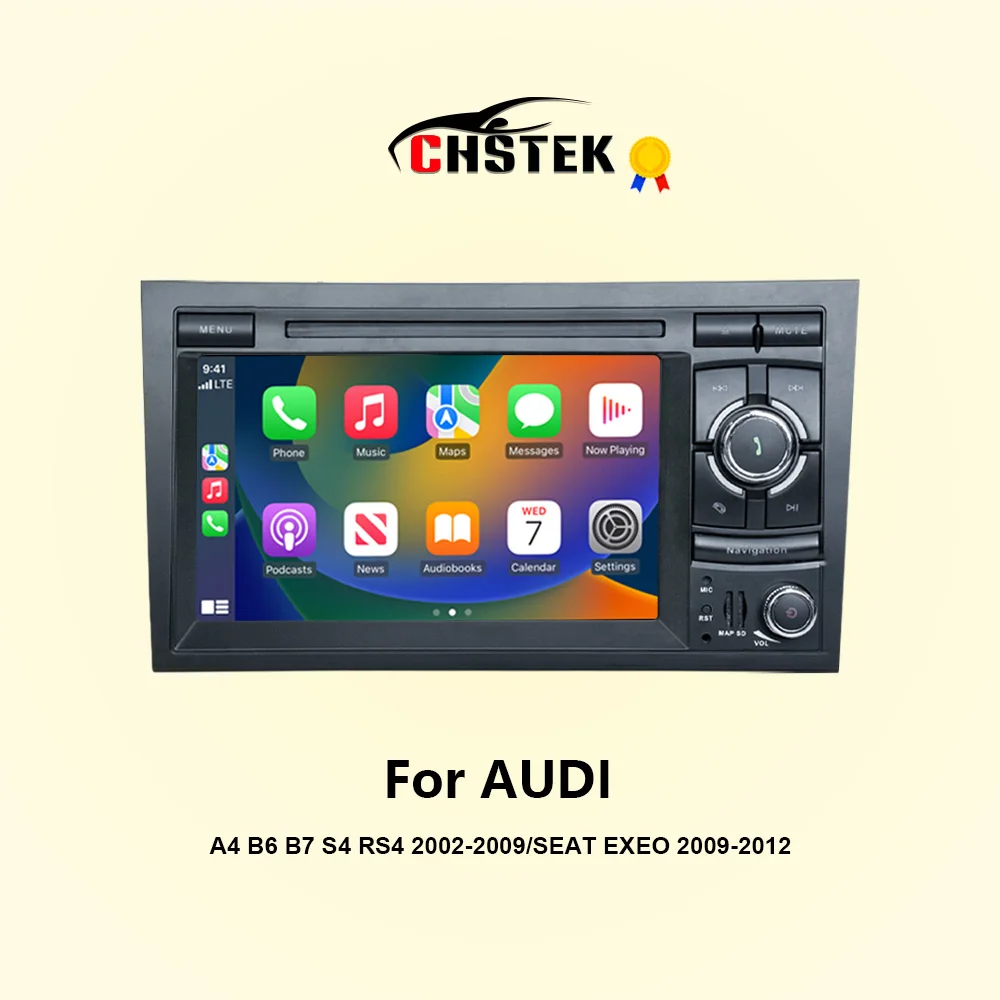 CHSTEK Car Radio Android 13 Carplay For Audi A4 B6 B7 S4 RS4 Seat Exeo 2002-2012 Navigation Bluetooth WIFI 4G Multimedia Stereo