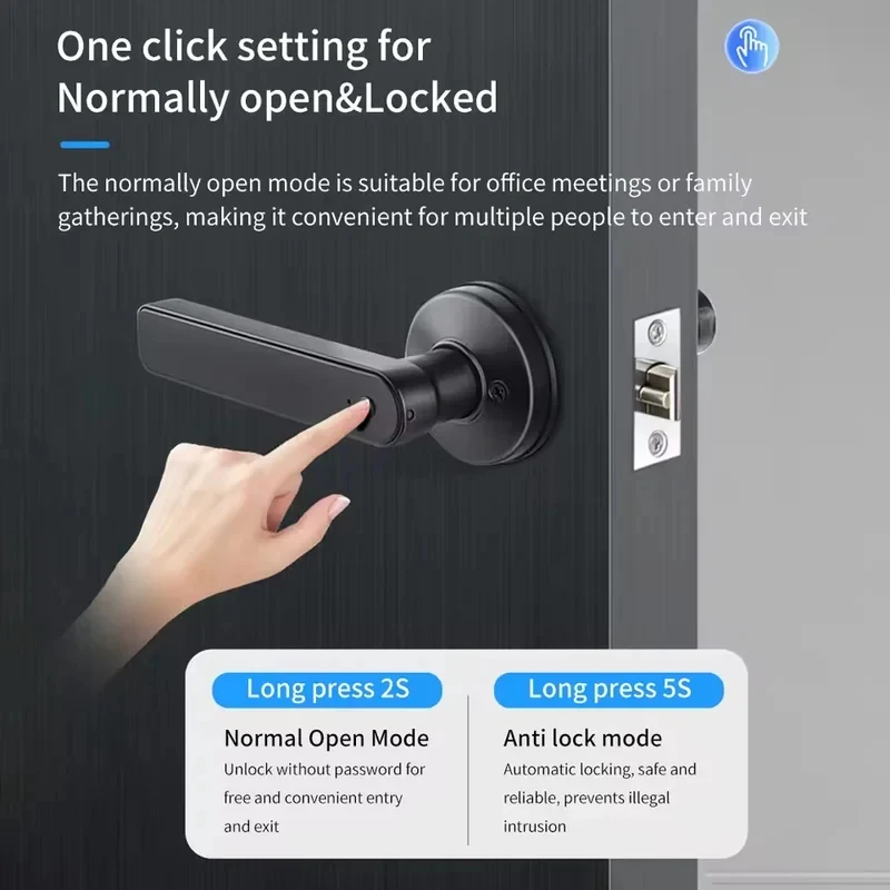 Tuya App Bluetooth Smart Fingerprint Door Lock Password Mechanical Key NFC Unlocking For Wooden Door Handle Lock IP65 Rainproof view 4