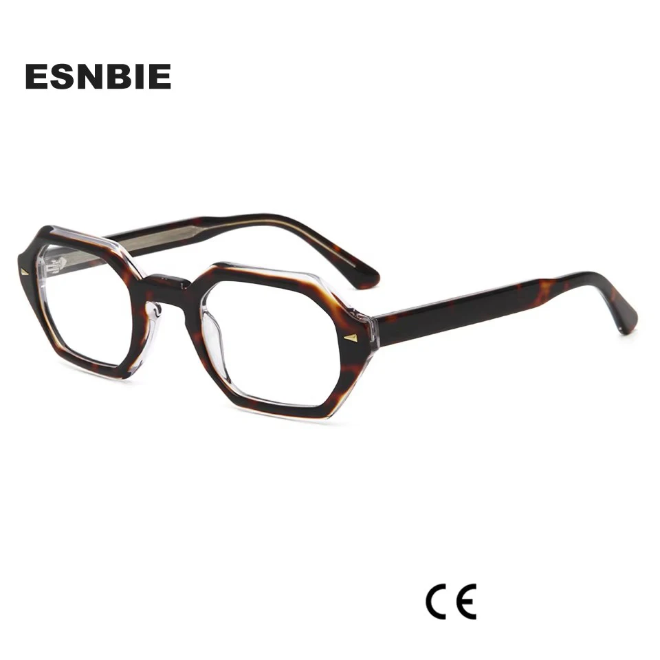 

Vintage Designer Rectangular Eyeglasses Frame For Men Women Acetate Hexagon Optical Frames Myopia Prescription Glasses Monturas