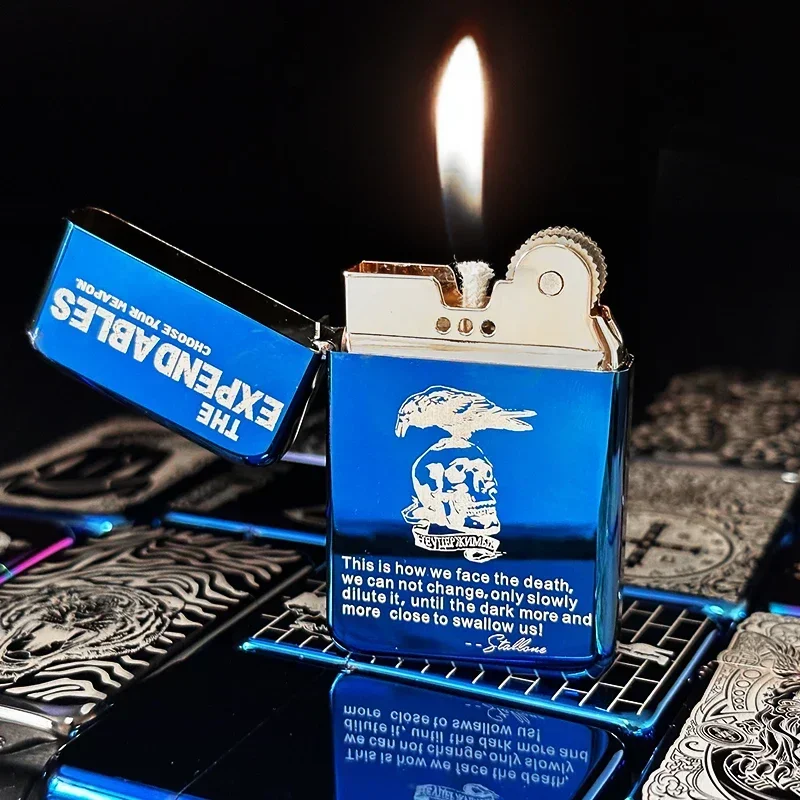 CHIF New Metal Ultra-thin Portable Kerosiene Lighter Windproof Creative Colorful Multi-pattern Sand Wheel Constantine Lighter
