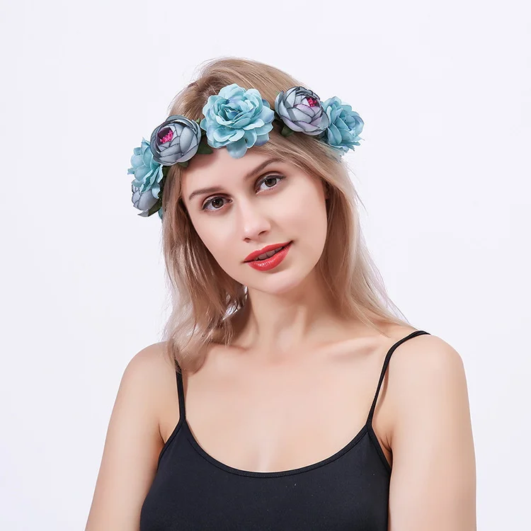 Tocado de boda con guirnalda de flores, banda para el cabello, estilo bohemio, fotografía de novia, accesorios para el cabello, venta al por mayor