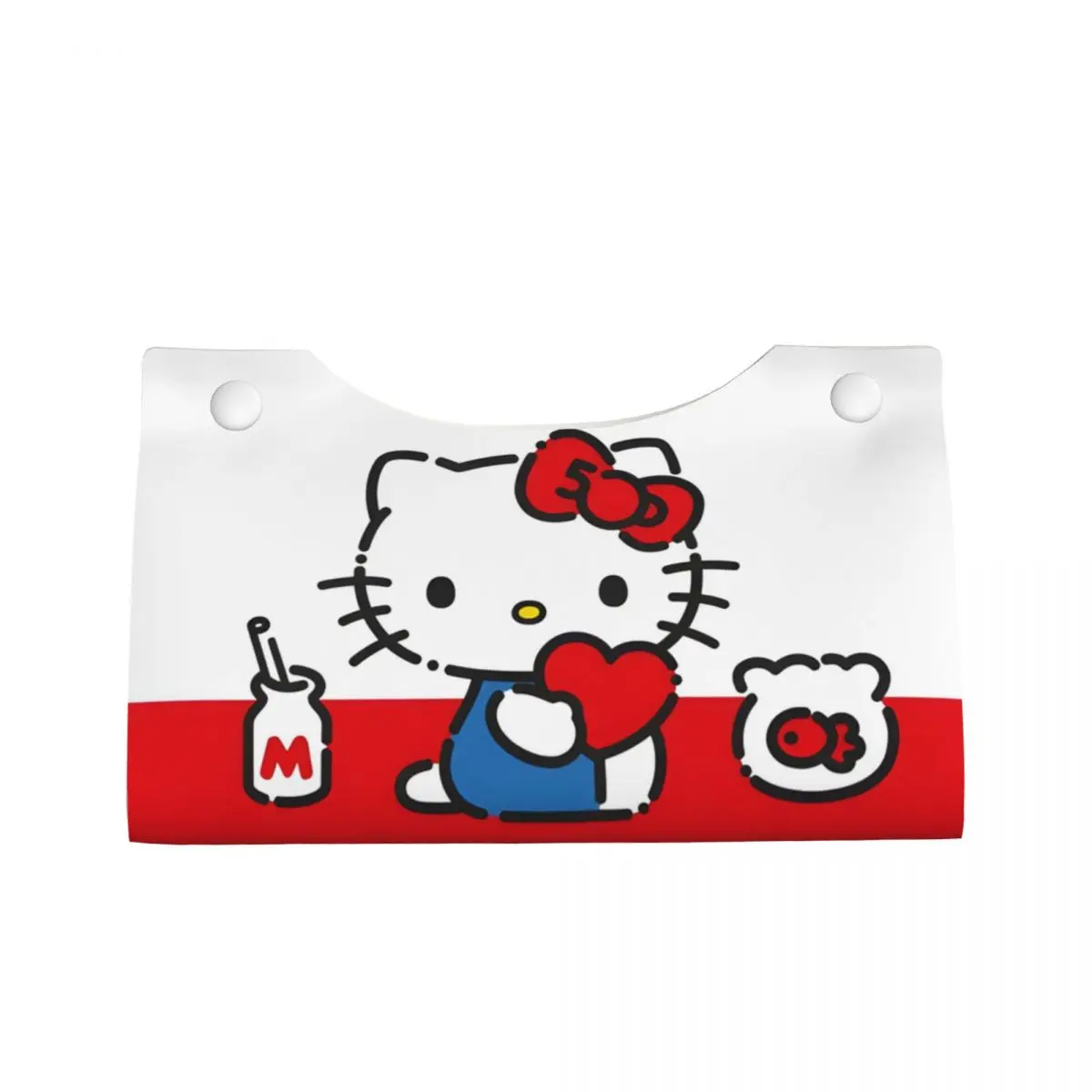 Custom Kawaii Hello Kitty Cat Tissue Box Cover Rectangular PU Leather Cute Kitten Facial Tissues Holder for Home