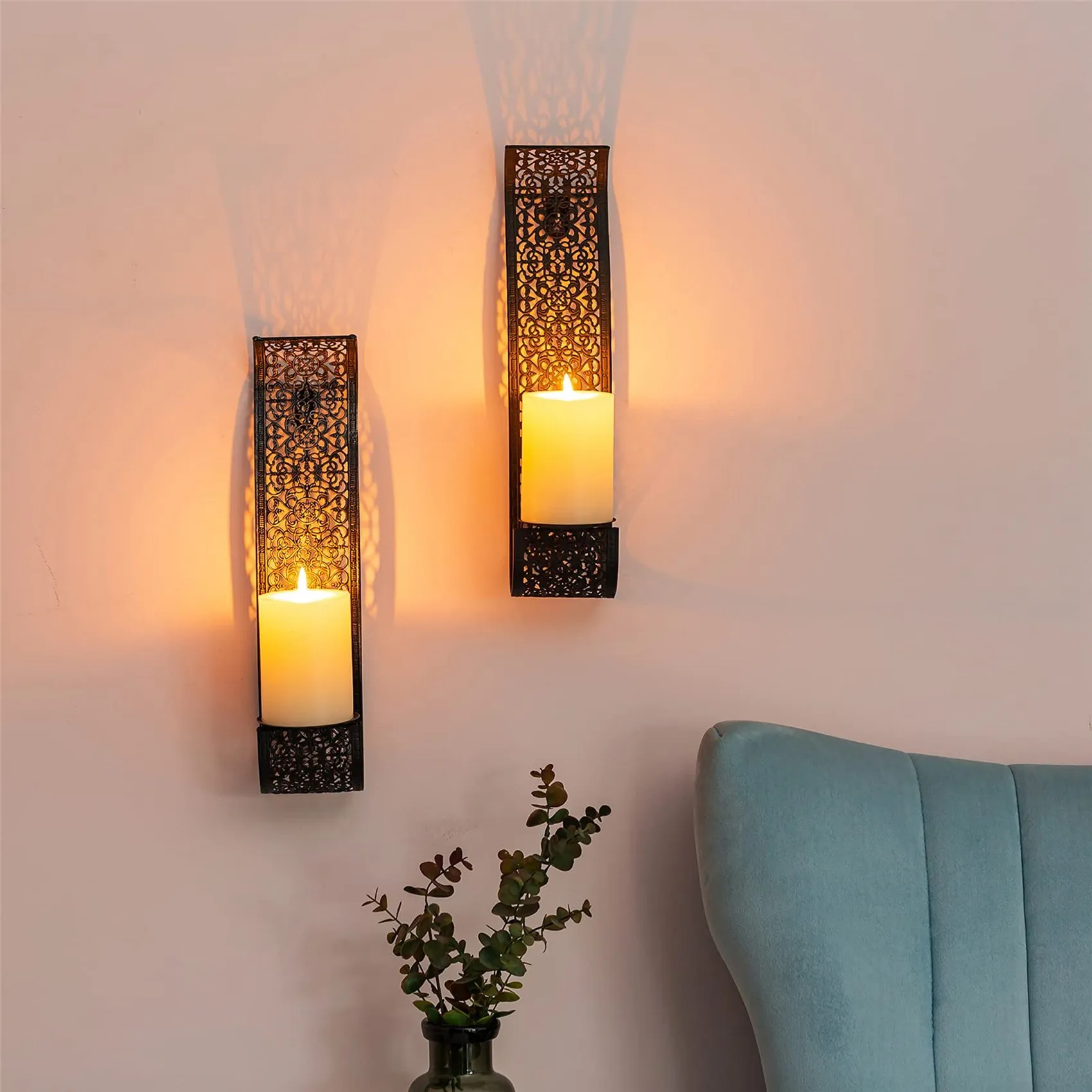 Wall Sconce Candle Holder Wall-Mount Pillar Candles Holders for Room Decoration Candle