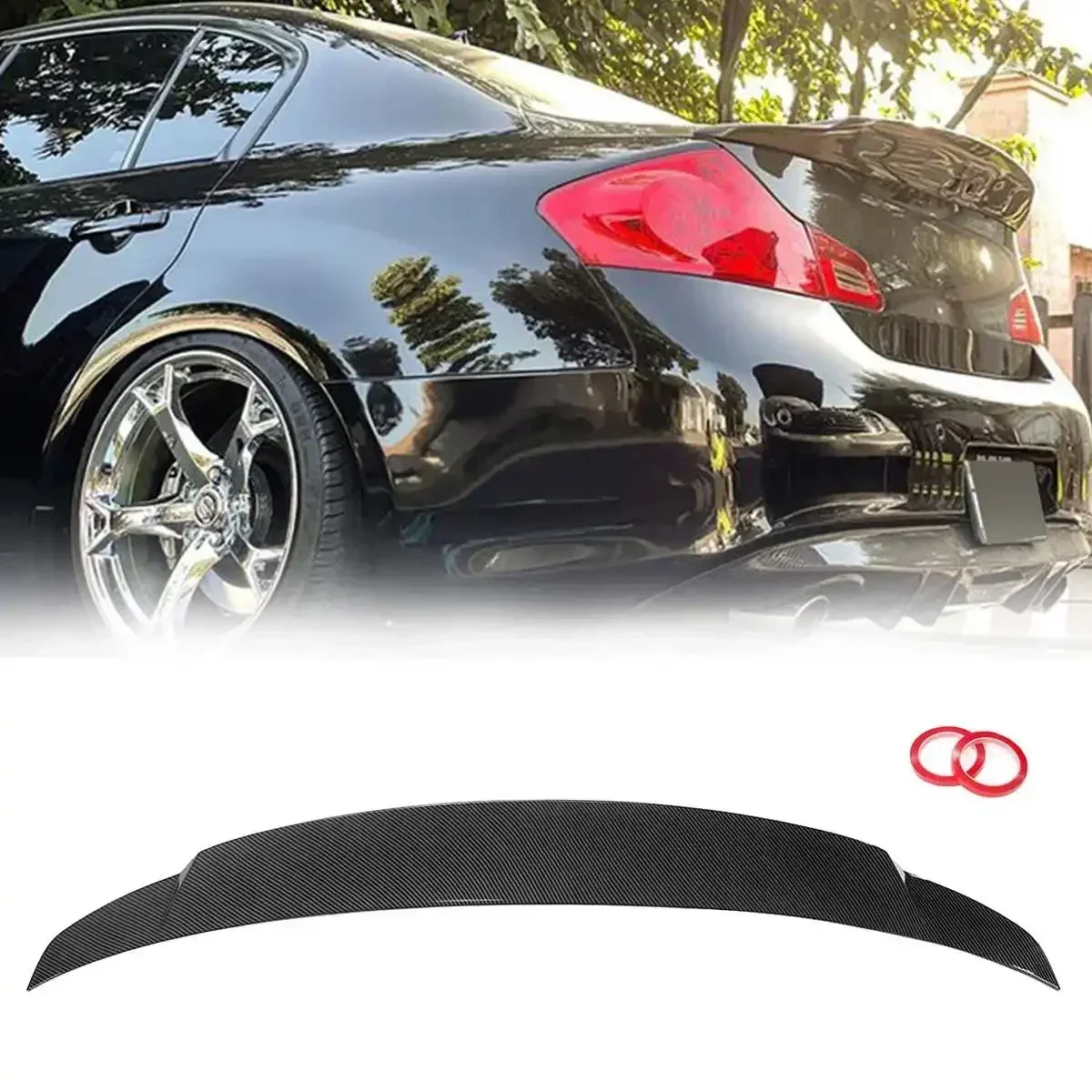 Carbon Fiber Look/GloSSy Black Car Rear Trunk Boot Lip Spoiler For INFINITI G35 G25 G37 Q40 2007-2015 4Dr Sedan Model Body Kit